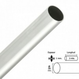 Barra de gabinete cromada redonda 16 mm. Ø (barra de 3,0 metros)