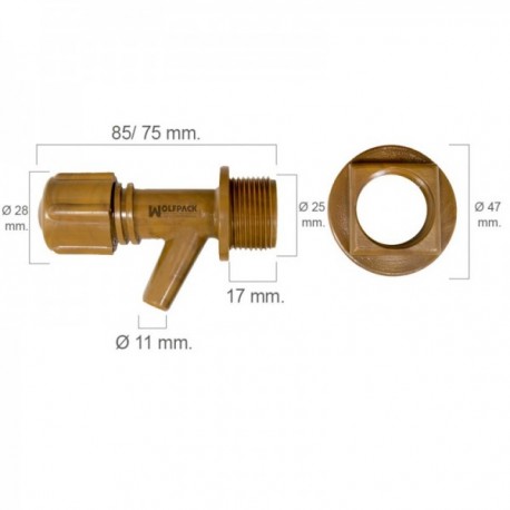 Mini Tope de cano de plástico com porca de 3/4 "