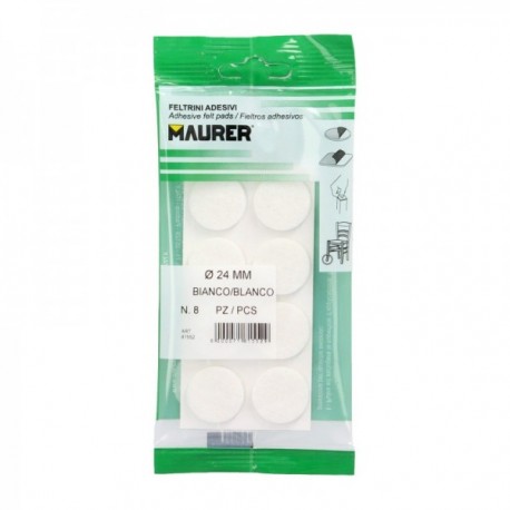 FELTO adesivo Ø 24 mm. (Blister 8 peças) branco