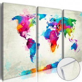 Quadro acrílico - World Map: An Explosion of Colours [Glass]
