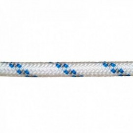 Corda de poliéster trançada branca / azul 12 mm. Bobina de 100 m.