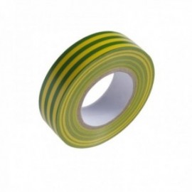 Fita isolante 20 m. x 19 mm. Uso doméstico amarelo / verde