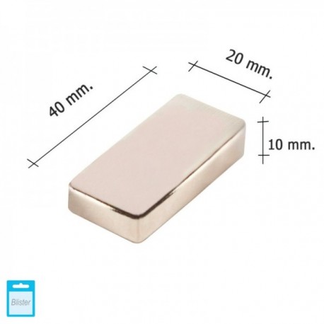 IMAN WOLFPACK NEODYMIUM RETAGNULAR 40X20X10 MM. (Bolha 1 peça)