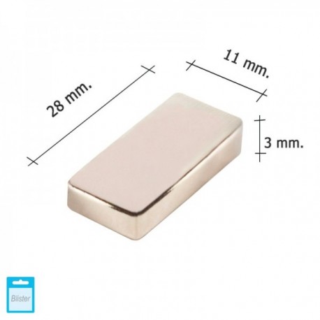 IMAN WOLFPACK NEODYMIUM RETAGNULAR 28X11X3 MM. (Bolha 1 peça)