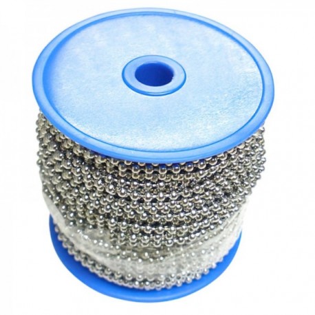 Corrente de bola de latão cromada 3,2 mm. Role 50 metros