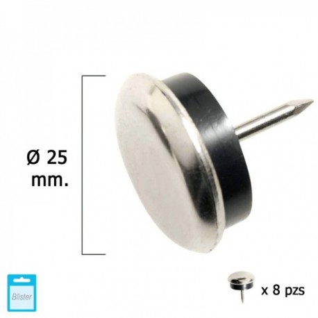 Deslizamento de metal de borracha transparente Ø25 (Blister 8 unidades)