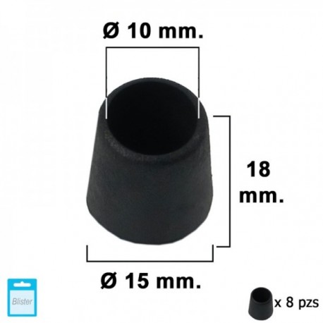 Contempra cônica preta 10mm. Blister 8 peças.