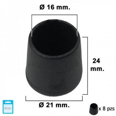 Intera cônico preto 16mm. Blister 8 peças.