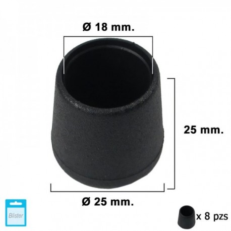 Contempra cônica negra 18 mm. Blister 8 peças.