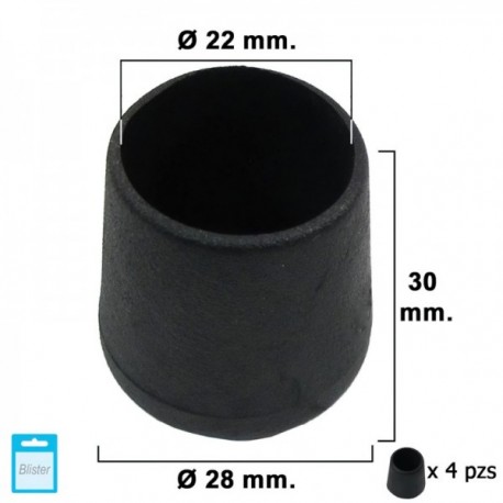 Contempra cônica negra 22mm. 4 pedaços.