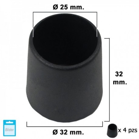 Contempra cônica negra 25mm. 4 pedaços.