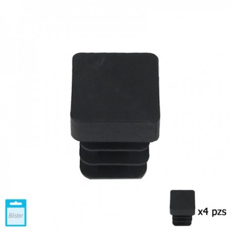 Black Interior Square 12x12 mm. 4 pedaços.