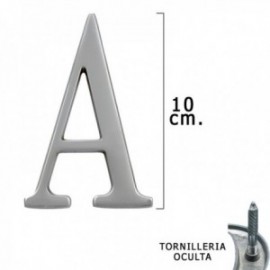 Letras de metal "A" Silver Mate 10 cm. Com tornilleia escondida (bolha de 1 peça)