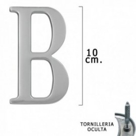 Letras de metal "B" Mate Silver 10 cm. Com tornilleia escondida (bolha de 1 peça)