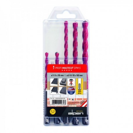 Estuche Brocas Alpen Multiusos Sds Plus 5 piezas