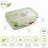 550 ml de recipiente de vidro retangular. 16,7 x 11,8 x 6,2 (alt) cm.