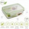 Vidro retangular de recipiente hermético 1200 ml. 20,4 x 15,4 x 7 (alt) cm.