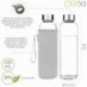 550 ml de garrafa de água de vidro. Tampa de neoprene com alça. Sem BPA