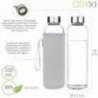 550 ml de garrafa de água de vidro. Tampa de neoprene com alça. Sem BPA