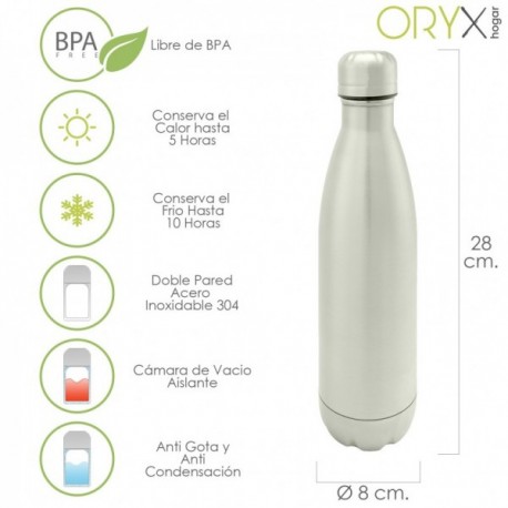 Garrafa térmica, capacidade de 500 ml. BPA grátis, aço inoxidável, antigote