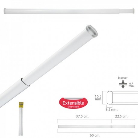 Barra de riacho extensível 37,5/60 cm. Com mola de pressão ajustável (1 peça)