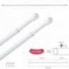 Barra de fluência extensível 23/38 cm. Com a primavera de pressão, suportes e copos de sucção (2 peças)