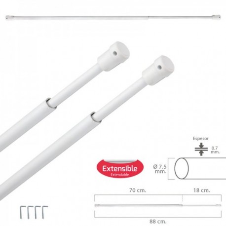 70/8 cm CI extensível barra manillo. Com suporte, sem primavera (2 peças)
