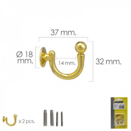 Parafuso do gancho cerebral 37 mm. Com tacos e parafusos (2 peças)