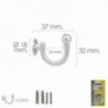 Parafuso de gancho de cromo 37 mm. Com tacos e parafusos (2 peças)