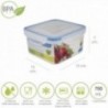 Recipiente hermético de plástico quadrado 700 ml. 13x13x7 (alt.) CM.