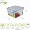 Recipiente hermético de plástico quadrado 1200 ml. 15x15x8 (alt.) CM.