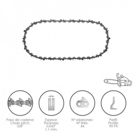 Chainsw 3/8 " / 0,043" 1,1 mm. / 44 Links / 90 px