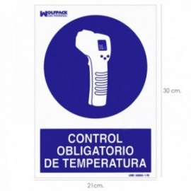 Cartel De Control Obligatorio De La Temperatura 30x21 cm.