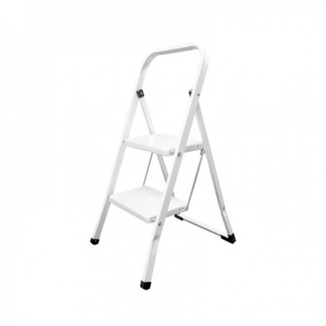 Escalera Domestica Acero 2 Peldaños, Escalerilla Blanca