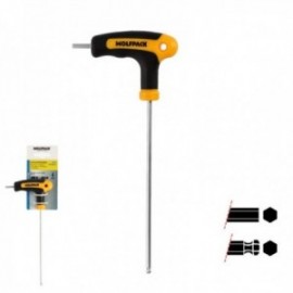 Chave Allen com bola de manga bimaterial "toque suave" forma t 4,0 mm. Aço de Vanadio Chrome, Chave de fenda Allen, chave hexag