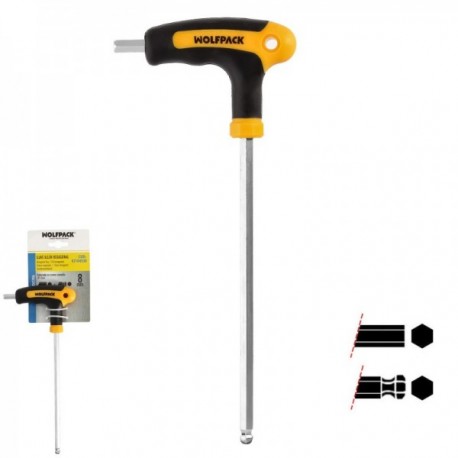 Allen Key com bola de manga bimaterial "Soft Touch" forma t 8,0 mm. Aço de Vanadio Chrome, Chave de fenda Allen, chave hexagona