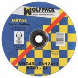 Discos de corte abrasivo de metal 230x3,2x22 mm.
