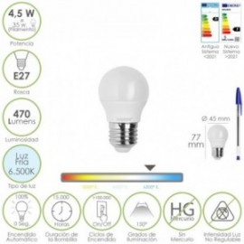 LED BULB FERICA THREAD E27 4,5 WATT. Equivalente a 55 watt. 470 lúmens. Cold Luz (6500º K)