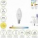 Filamento de bulbo LED Emerilado Vela E14. 4,5 watt. Equivalente a 35 watts. 470 lúmens. Luz quente 2700º K.