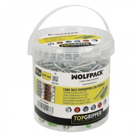 Cubo bimaterial superior com parafusos Ø 6 mm. 250 peças de âncora universal, concreto de taco, taco de gesso