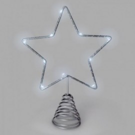 GUIRNALDA Adorno Lights Star Christmas Star Árvore de Natal Luz branca fria. 10 LEDs. Uso interno Proteção IP20. 2 baterias AA