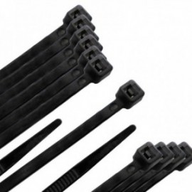 Brida Nylon 100%. Color Negro 2,5 x 100 mm. Bolsa 100 unidades. Abrazadera Plastico, Organizador Cables, Alta Resistencia