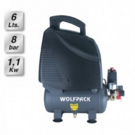 Compresor Aire Wolfpack 6 Litros / 8 Bares / 1,1 Kw - 1,5 HP Sin Aceite