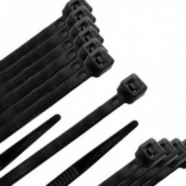 Brida Nylon 100%. Color Negro 7,5 x 360 mm. Bolsa 100 unidades. Abrazadera Plastico, Organizador Cables, Alta Resistencia