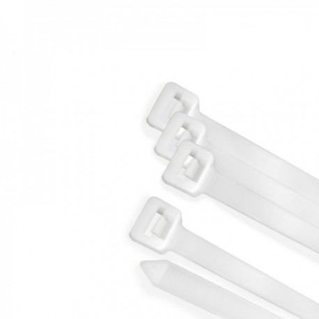 Flange de nylon 100%. Cor branca / natural 2,5 x 100 mm. 100 pedaços. Grampo de plástico, cabos organizadores, alta resistência