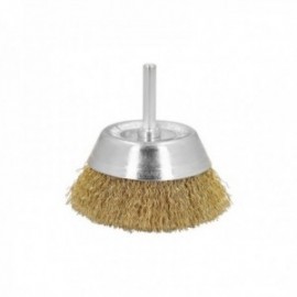 Escova de latão para o copo de broca Ø 75 mm. Escova de arame de 1/4 "de escova, escova de limpeza, escova de esmalte.