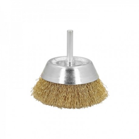 Cepillo Acero Latonado Para Taladro Taza Ø 75 mm. Espiga 1/4" Cepillo Taladro Alambre Latón, Cepillo Limpieza, Cepillo Pulir.