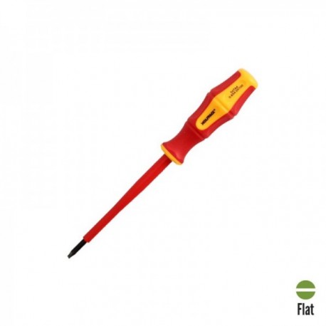 Destornillador Plano Aislado Certificado VDE 1.000 V. Medida 0,8 x Ø 4,0 x 100 mm. Destornillador Seguridad Electricista