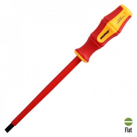 Chave de fenda isolada VDE 1.000 V. Medida 1,6x Ø 8,0 x 175 mm. Chave de fenda de segurança elétrica