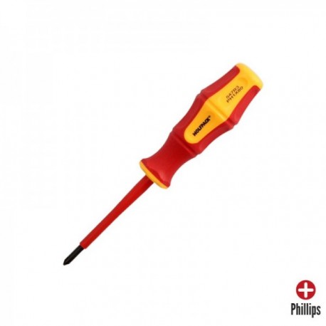 Phillips Splatter isolado VDE 1.000 V Certificado. PH 1 - 4,5 x 80 mm Medida. Chave de fenda de segurança elétrica